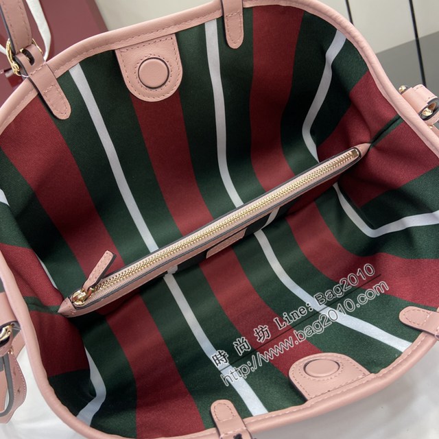 Gucci專櫃古馳最新款購物袋GG圖案條紋織大號肩背包 jh2629型號：815214